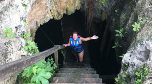 Me coming out of a Cenote in Mexico